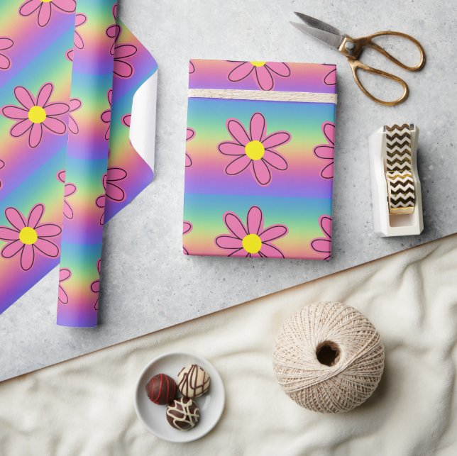 Rainbow and Flowers Wrapping Paper (Crafts)