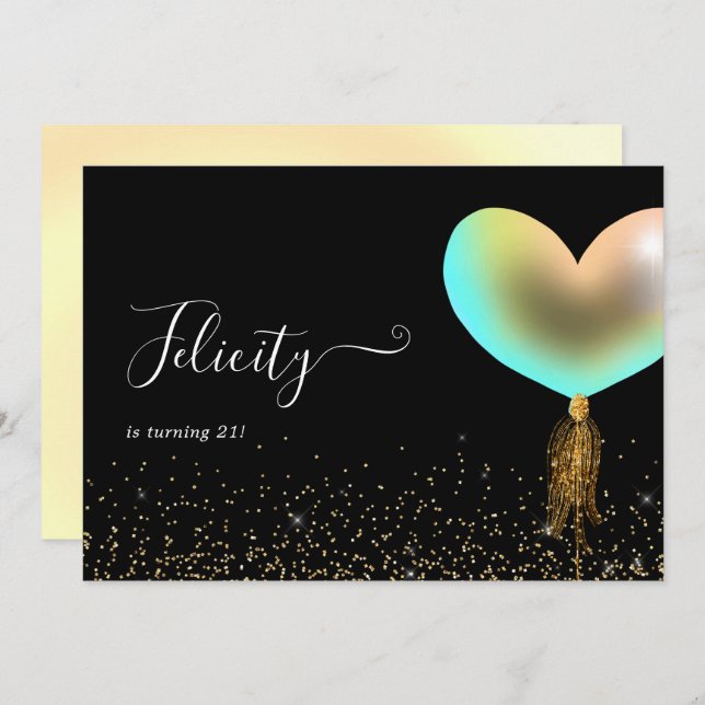 Rainbow and Gold Birthday Party Invitation (Front/Back)