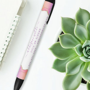 Rainbow And Gold Watercolor Agate Business Black Ink Pen