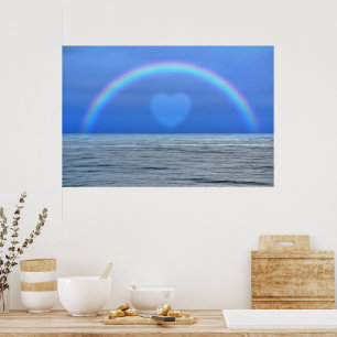 Rainbow and Heart Over the Ocean Poster Art