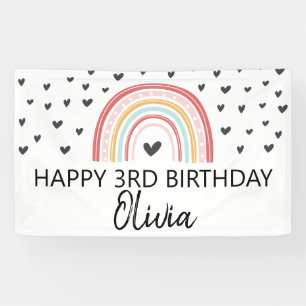 Rainbow and Hearts birthday party banner