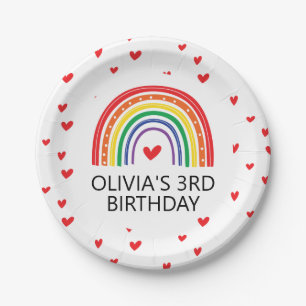 Rainbow and Hearts Birthday Party Plates