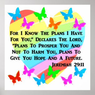 RAINBOW AND HEARTS JEREMIAH 29:11 POSTER