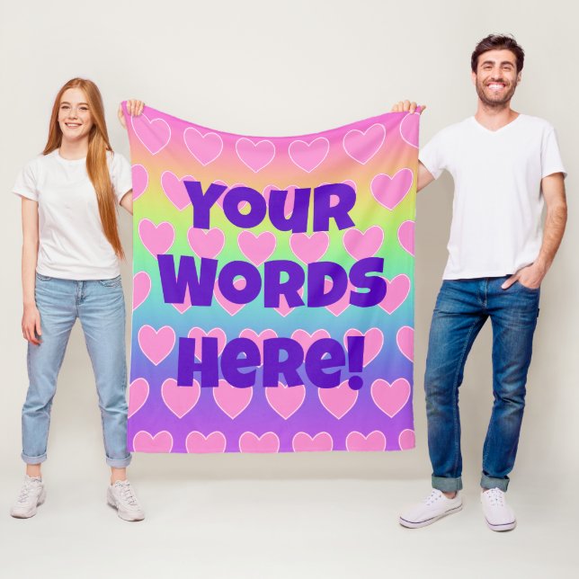 Rainbow and Hearts Personalised Fleece Blanket (In Situ)