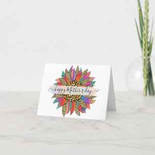 Rainbow and leopard print Mother's Day Holiday Card