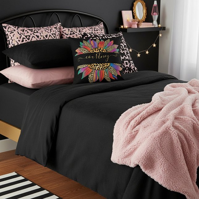 Rainbow and leopard print personalised   cushion (Creator Uploaded)