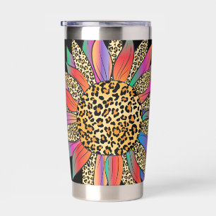 Rainbow and leopard print personalised   insulated tumbler