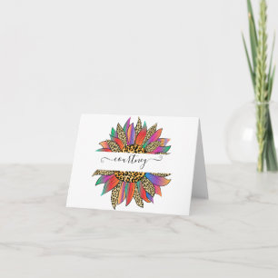 Rainbow and leopard print personalised note card