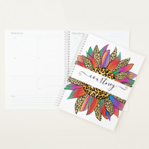 Rainbow and leopard print personalised planner