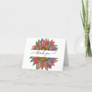 Rainbow and leopard print personalised   thank you card