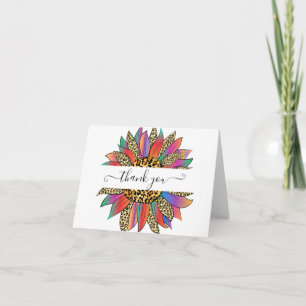 Rainbow and leopard print personalised   thank you card