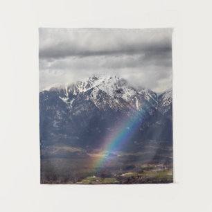 Rainbow and mountains after the storm tapestry