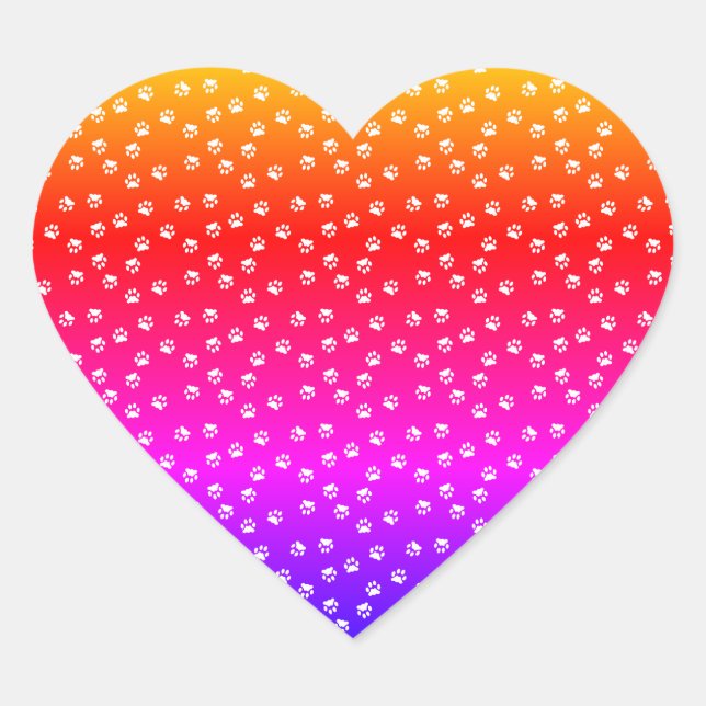 Rainbow and pawprints heart sticker (Front)