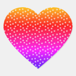 Rainbow and pawprints heart sticker