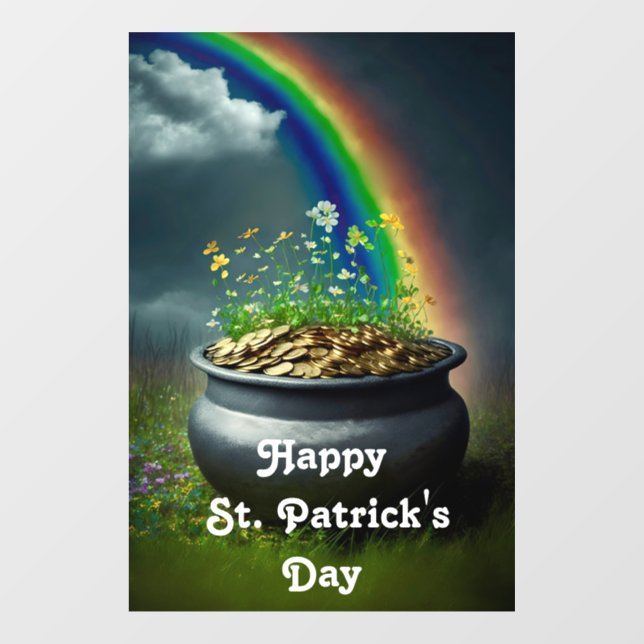 Rainbow And Pot Of Gold Window Cling (Sheet)