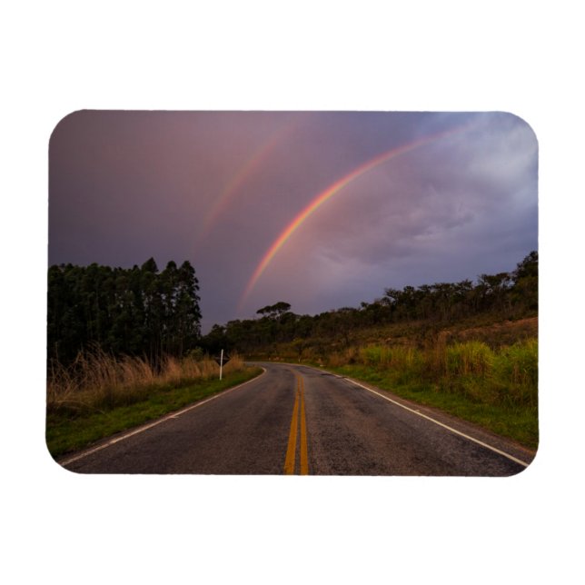 Rainbow And Road Magnet (Horizontal)