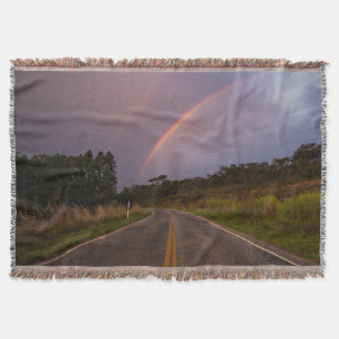 Rainbow And Road Throw Blanket