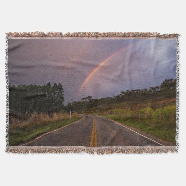 Rainbow And Road Throw Blanket (Front)