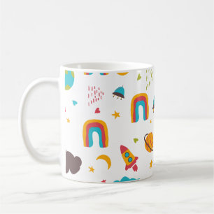 Rainbow and space children pattern coffee mug