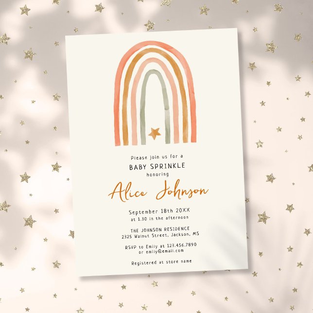 Rainbow And Star Boho Baby Sprinkle Shower Invitation (Rainbow And Star Boho Baby Sprinkle Shower Invitation)