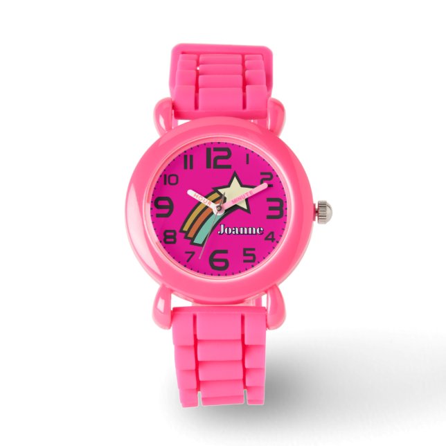 Rainbow and Star Vivid Pink Watch (Front)