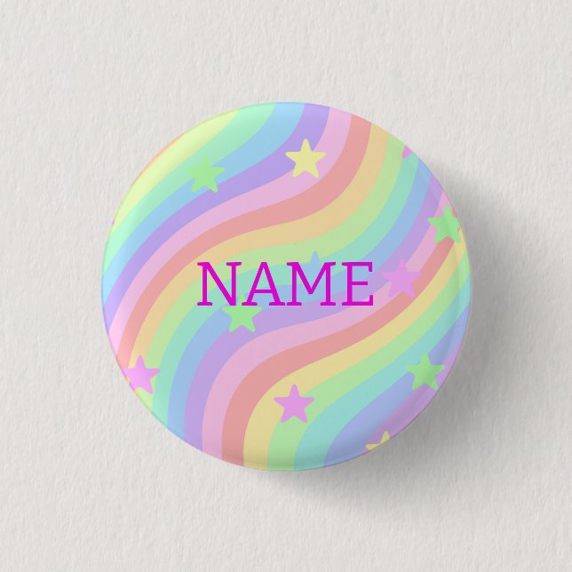 Rainbow and stars 3 cm round badge (Front)