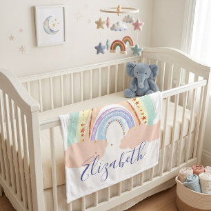 Rainbow and stars baby fleece blanket