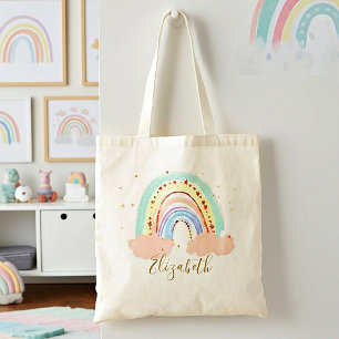 Rainbow and stars baby tote bag