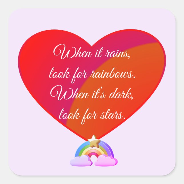 Rainbow and Stars - Motivational and Inspirational Square Sticker (Front)