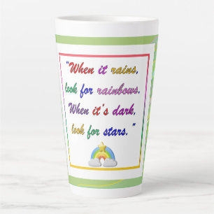 Rainbow and Stars - Motivational Green Latte Mug