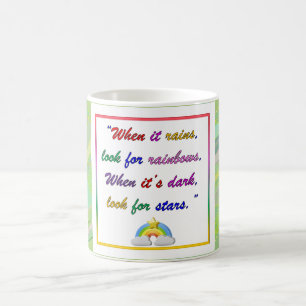 Rainbow and Stars - Motivational Green Mug