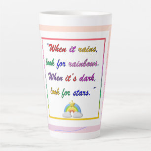 Rainbow and Stars - Motivational Pink Latte Mug
