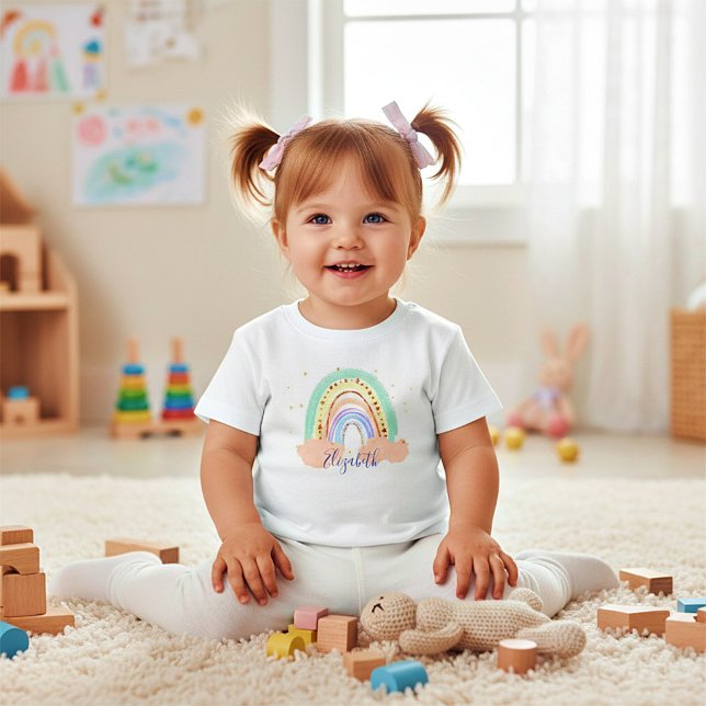 Rainbow and stars personalised toddler T-Shirt (Creator Uploaded)