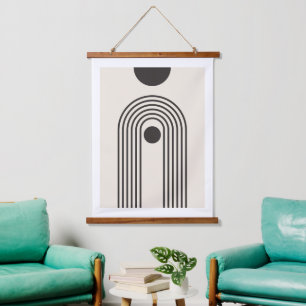 Rainbow and Sun, Boho Abstract Geometric Art Hanging Tapestry
