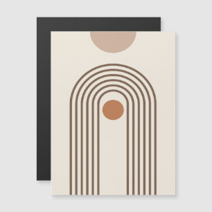 Rainbow and Sun, Boho Abstract Geometric Art Magnetic Invitation