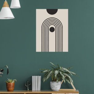 Rainbow and Sun, Boho Abstract Geometric Art Poster