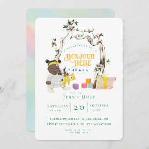 Rainbow and Sunshine Bonjour Baby Shower Invitation