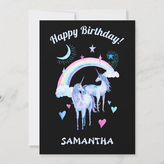 Rainbow and unicorns custom Greeting Card (Front)
