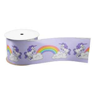 Rainbow and Unicorns Design Satin Ribbon