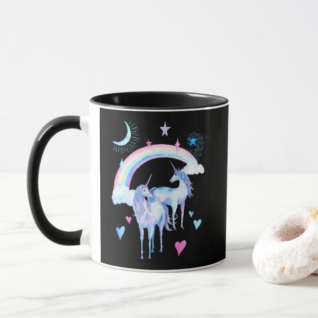 Rainbow and unicorns mug (With Donut)