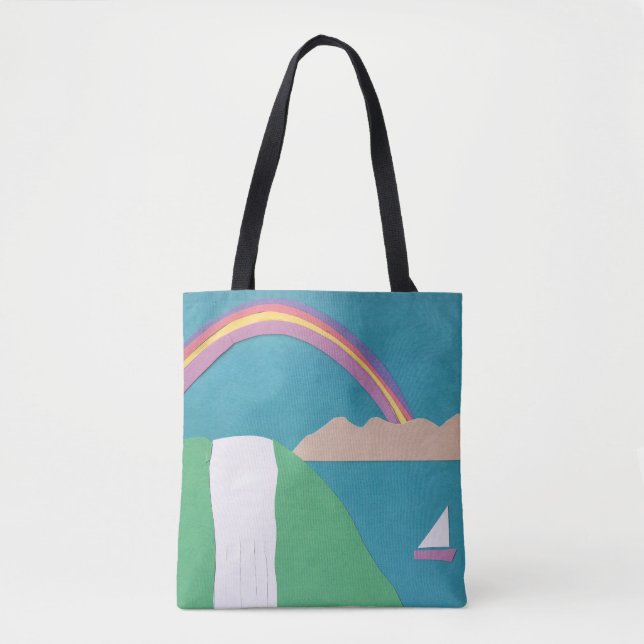 Rainbow and Waterfall Tote Bag (Front)