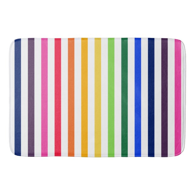 Rainbow and white stripes bath mat (Front)