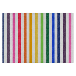 Rainbow and white stripes cutting board