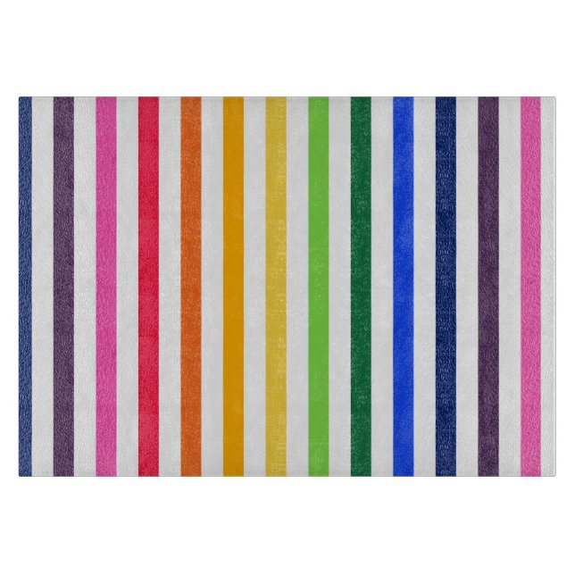 Rainbow and white stripes cutting board (Front)