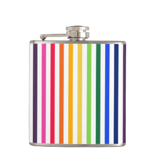 Rainbow and white stripes hip flask