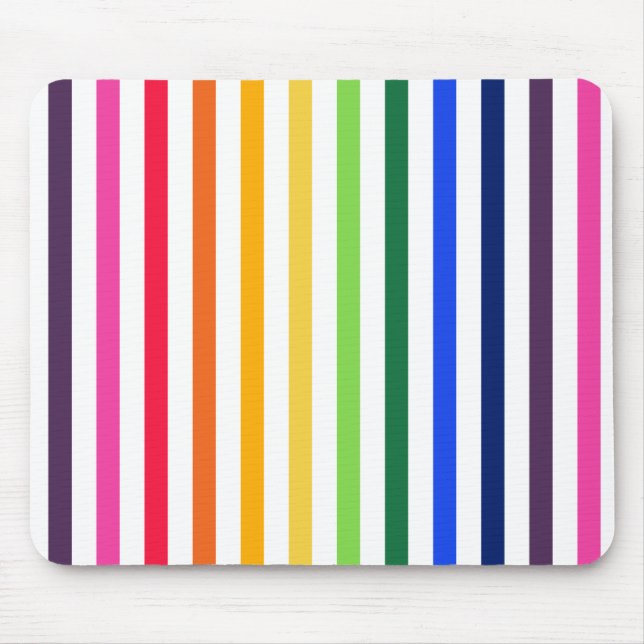 Rainbow and white stripes mouse pad (Front)