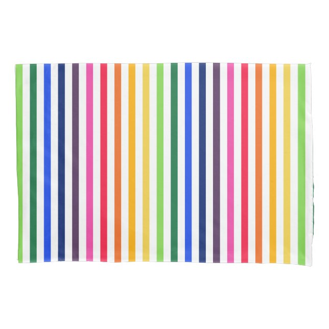 Rainbow and white stripes pillowcase (Front)