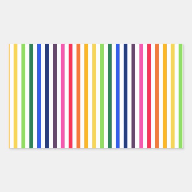 Rainbow and white stripes rectangular sticker (Front)