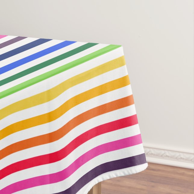 Rainbow and white stripes tablecloth (In Situ)