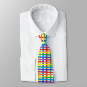 Rainbow and White Weave Tie